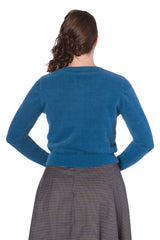 Banned Retro 1950's The Cozy Vintage Mara Faux Fur Cardigan Turquoise