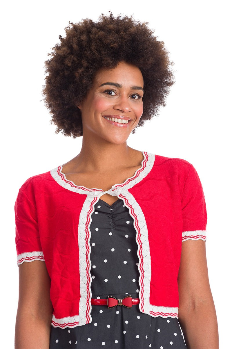 Banned Retro 1940's Sasha Scallop Knit Bolero Red