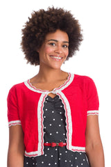 Banned Retro 1940's Sasha Scallop Knit Bolero Red