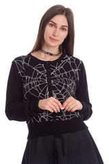 Banned Alternative Creepy Spider Web Cardigan Black