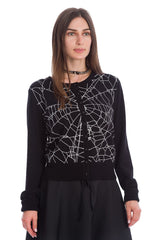 Banned Alternative Creepy Spider Web Cardigan Black