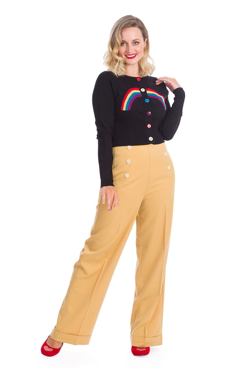 Banned Retro 60's Rainbow Days Ahead Vintage Cardigan Black