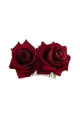 Banned Retro Be My Valentine Double Rose Vintage Hairpin Burgundy