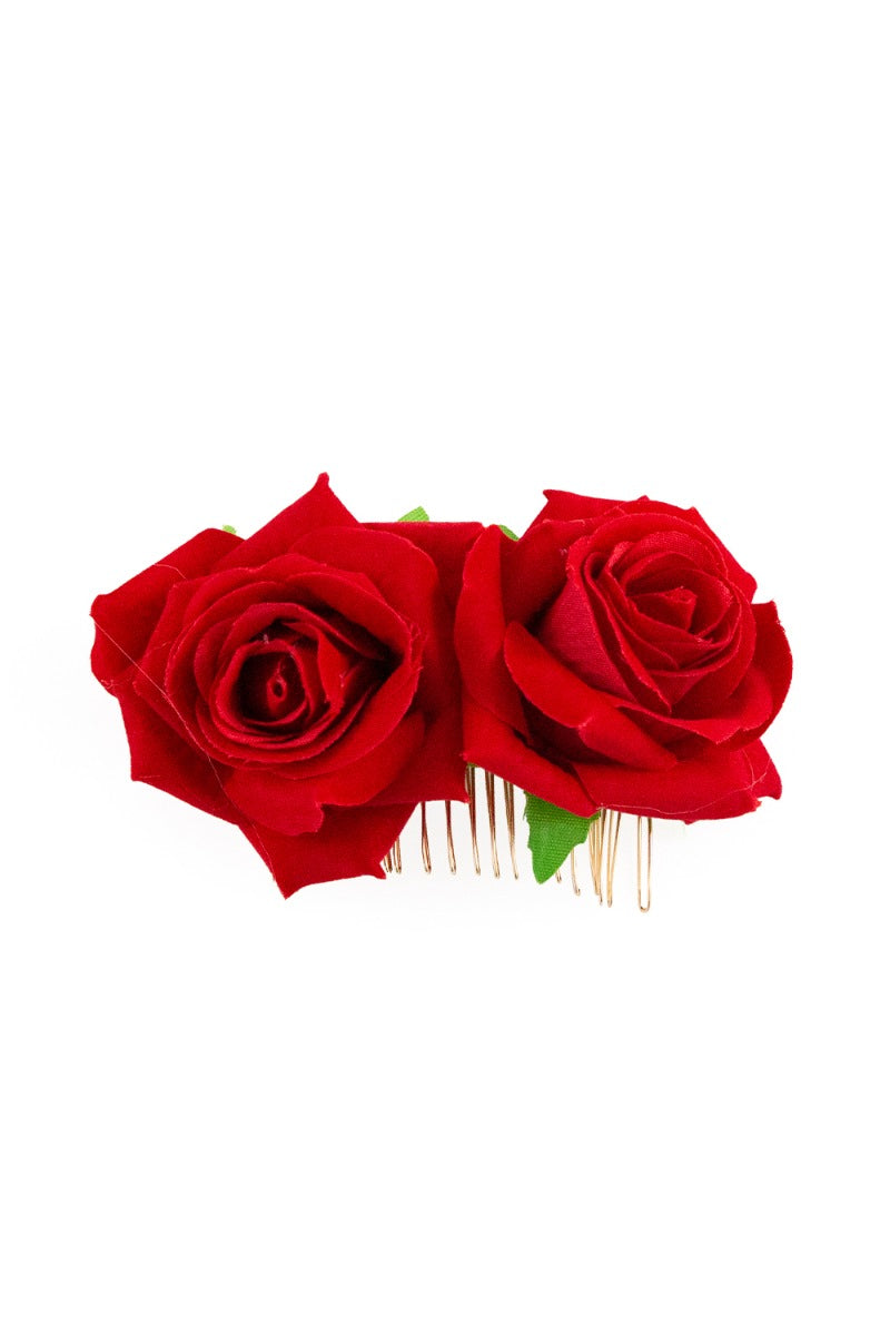 Banned Retro Be My Valentine Double Rose Vintage Hairpin Red
