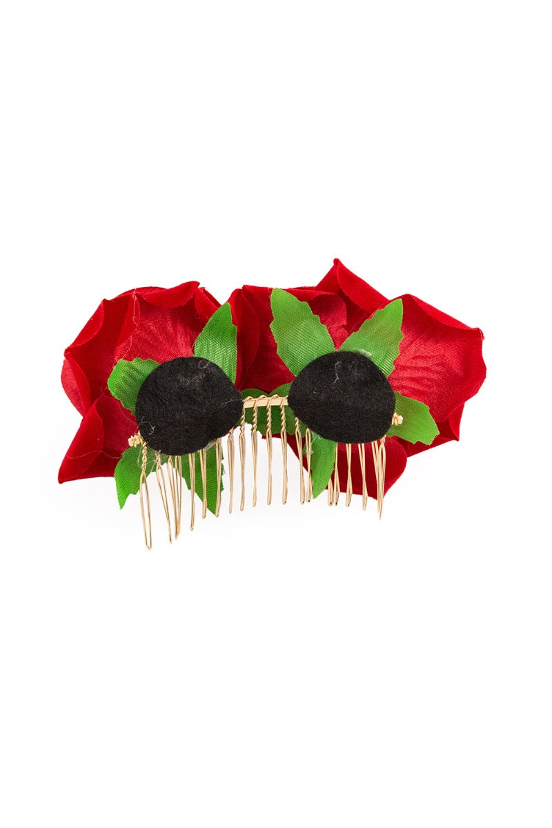 Banned Retro Be My Valentine Double Rose Vintage Hairpin Red