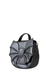 Banned Alternative Silent Creature Skull Bat Wings Black Vegan Leather Shoulder Bag