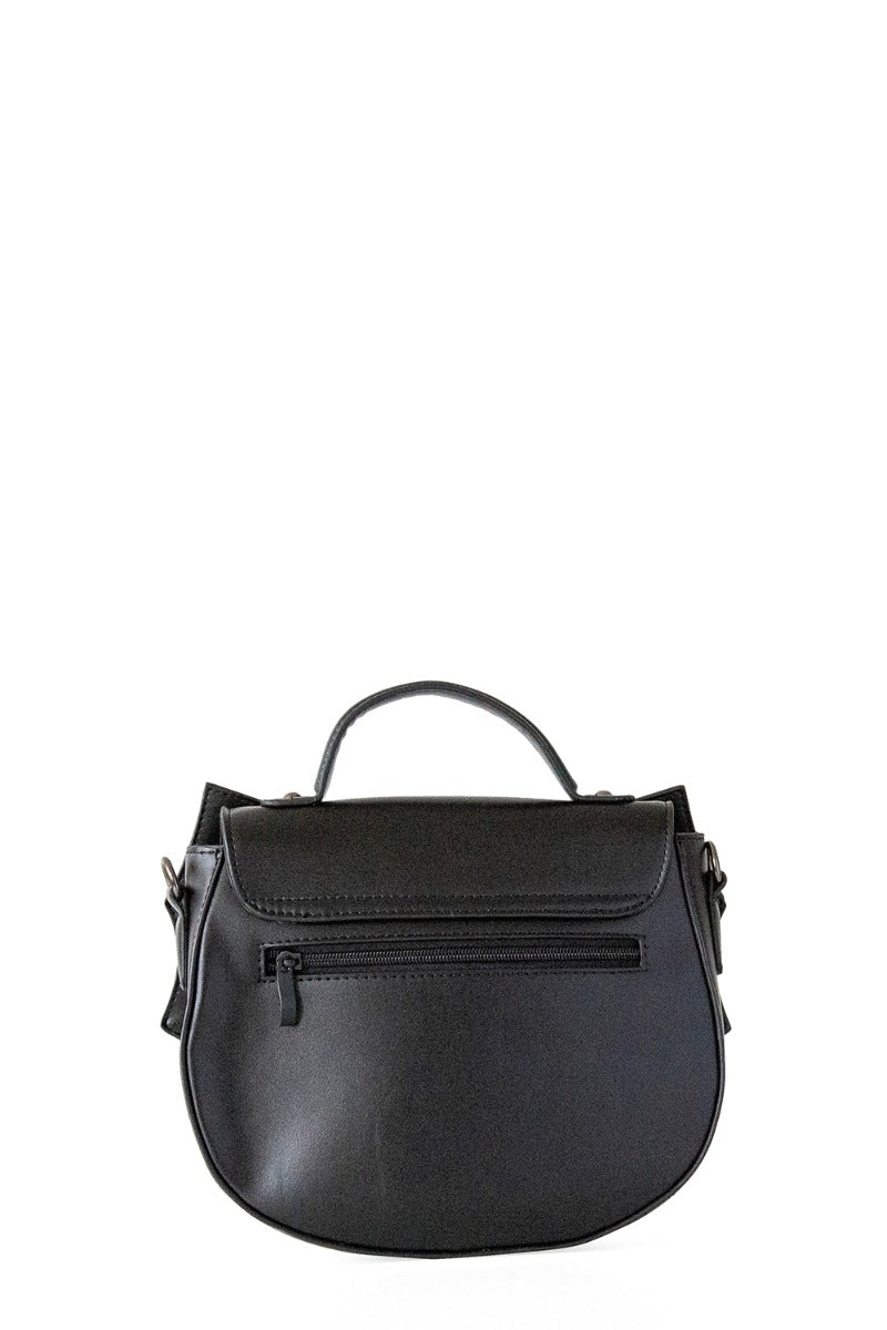 Banned Alternative Silent Creature Skull Bat Wings Black Vegan Leather Shoulder Bag