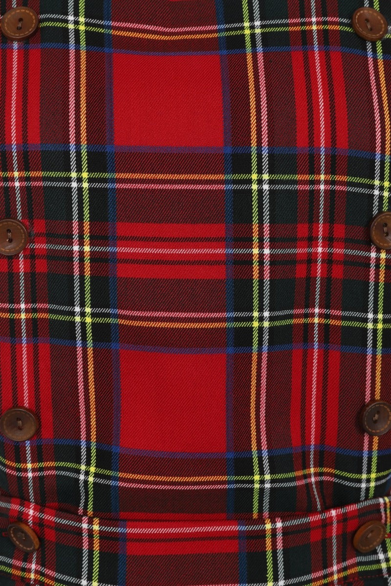 Banned Retro 1960's Sweet Tartan Red Plaid Pinafore Adele Dress