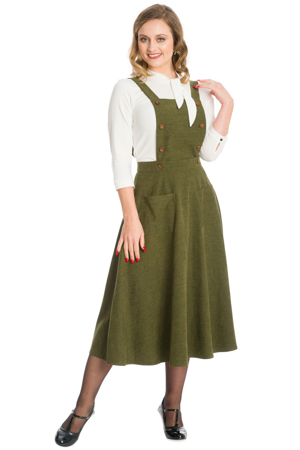 LIFES A PEACH PINAFORE DRESS-Green