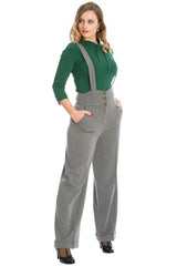 Banned retro 1940s Her favourite trouser High waisted with pockets and detachable suspenders-Grey