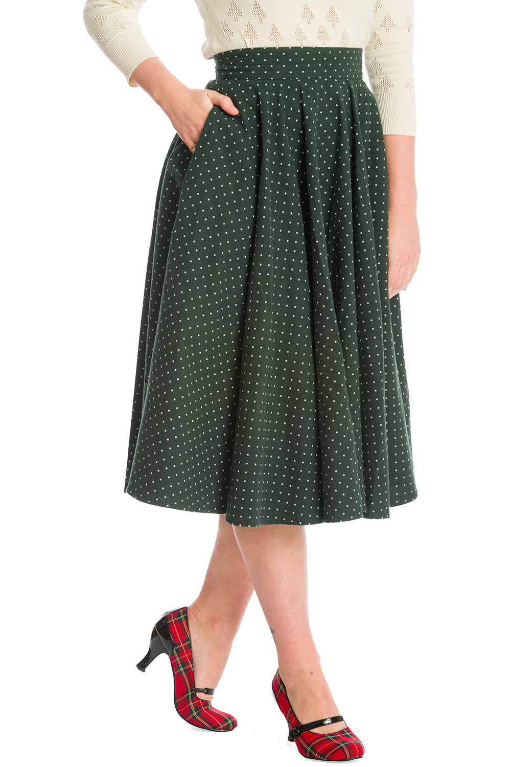 COSY SPOT SWING SKIRT-Green