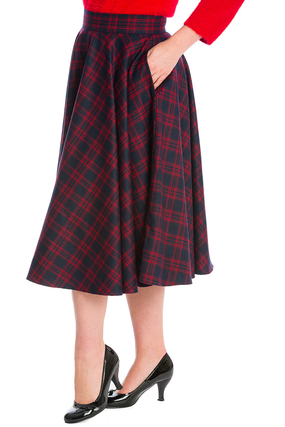 ADORE HER CHECK SKIRT-Red