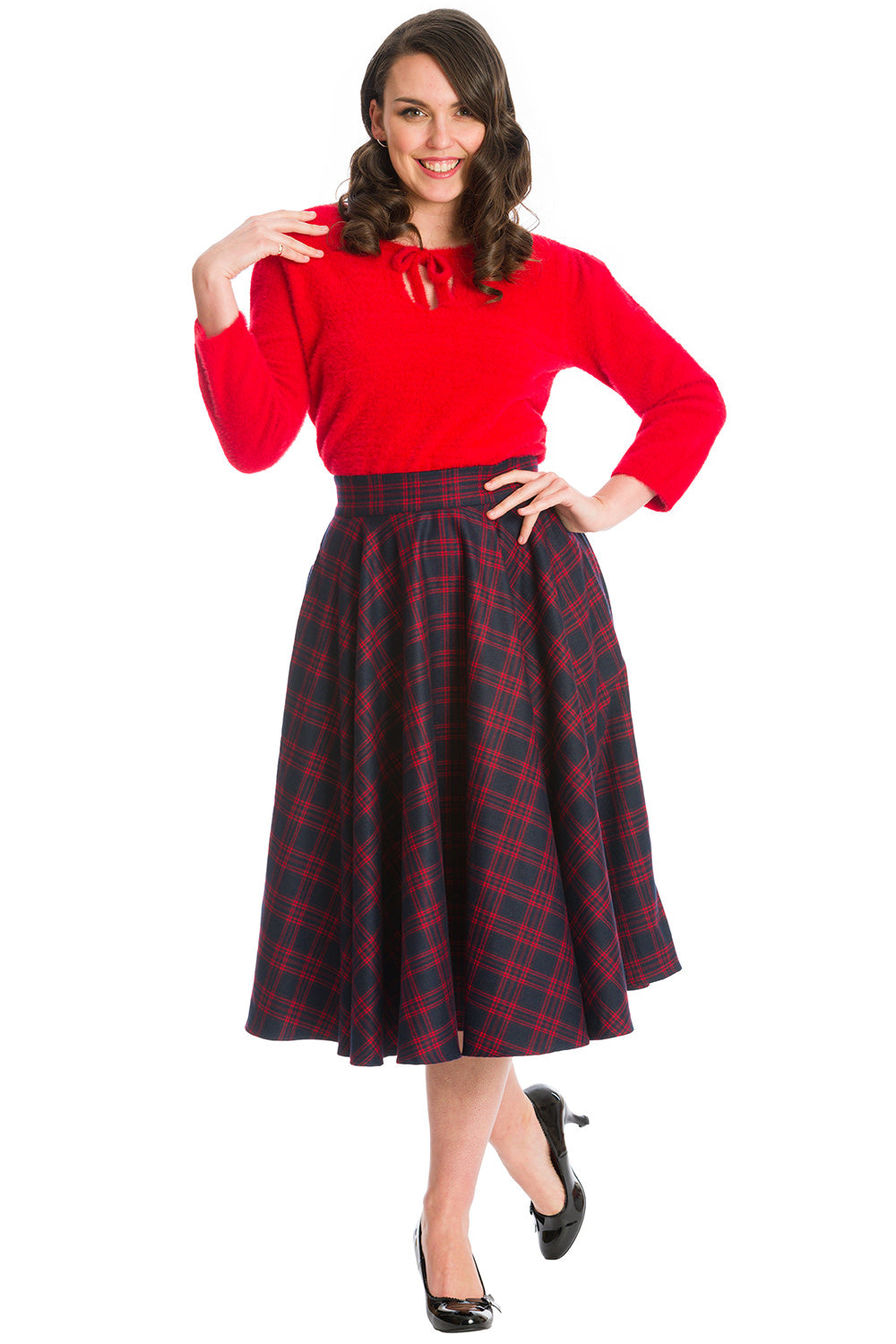 ADORE HER CHECK SKIRT-Red