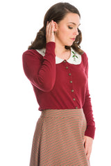 HAPPY HOLLY CARDIGAN-Burgundy
