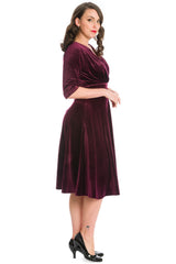 DATE NIGHT FIT & FLARE DRESS-Burgundy