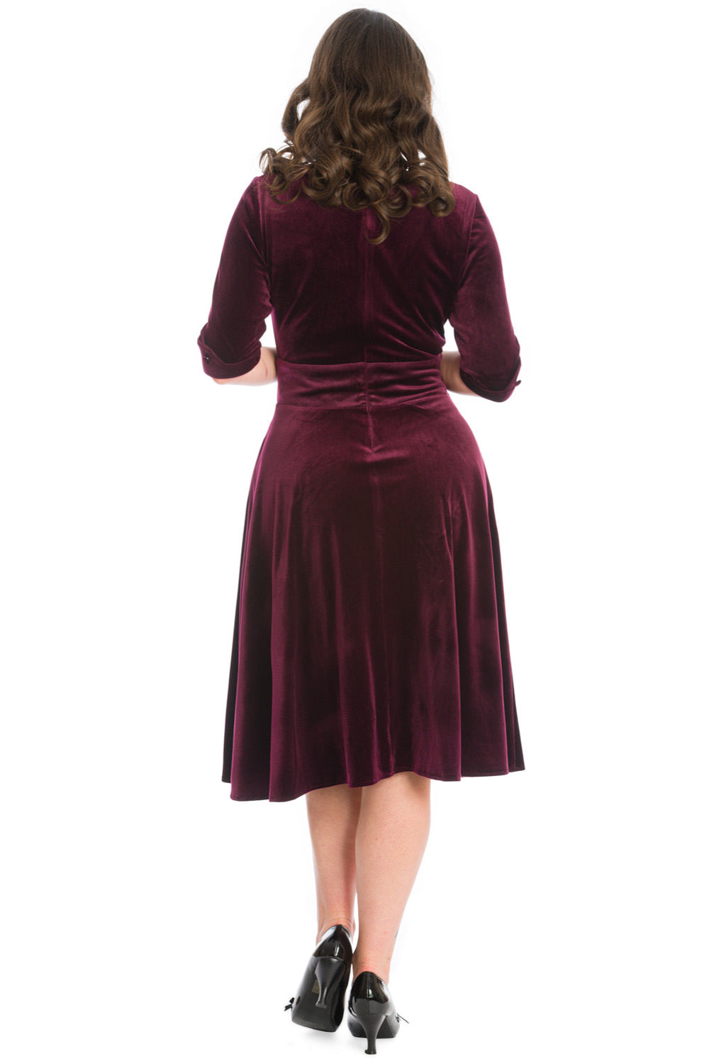 DATE NIGHT FIT & FLARE DRESS-Burgundy