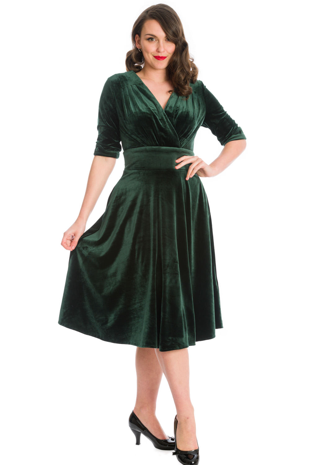 DATE NIGHT FIT & FLARE DRESS-Green