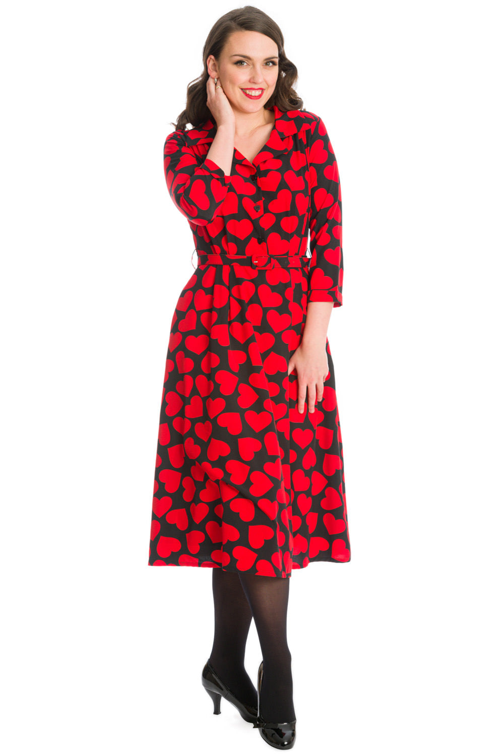 ROMANCE BUTTON DRESS-Red