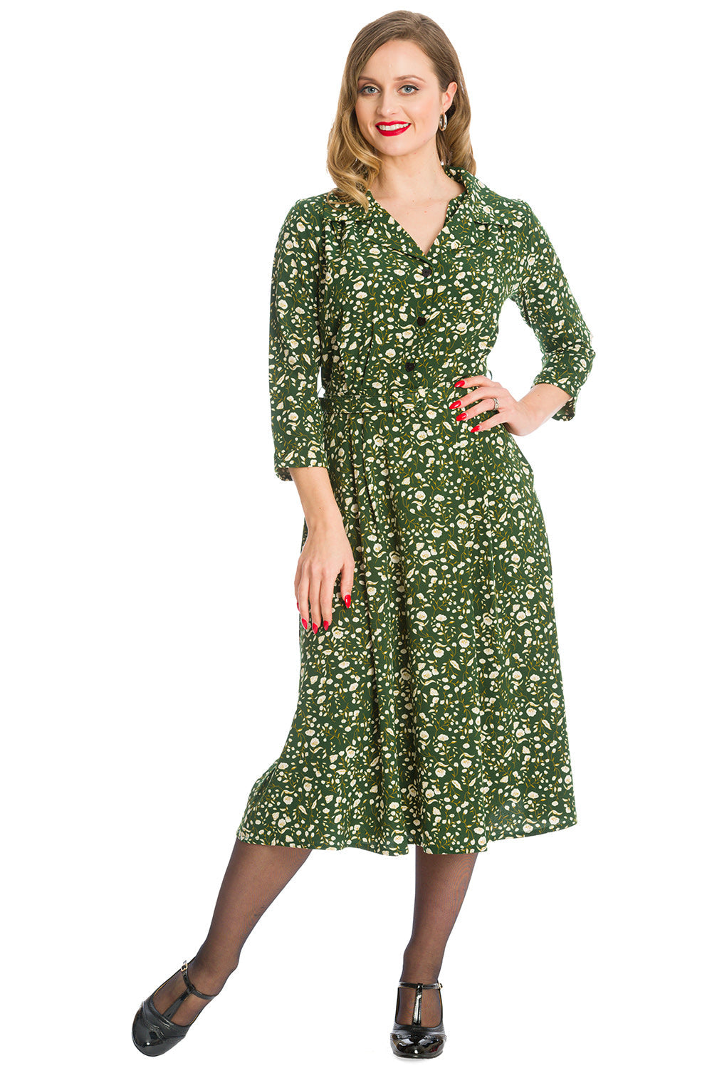WINTER BLOOMS DRESS-Green