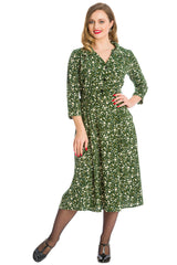 WINTER BLOOMS DRESS-Green