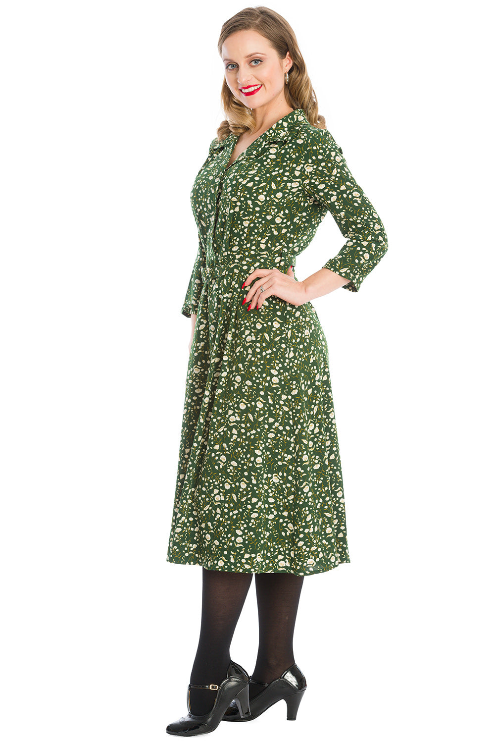 WINTER BLOOMS DRESS-Green