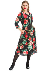 EVENING ROSE DRESS-Red