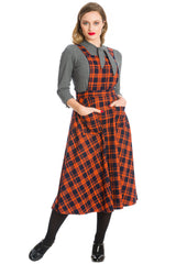 MISS SPOOK CHECK PINAFORE DRESS-Orange