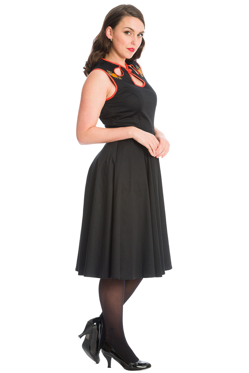 PUMPKIN SPICE & ALL THINGS NICE PUMPKIN FIT & FLARE DRESS-Black