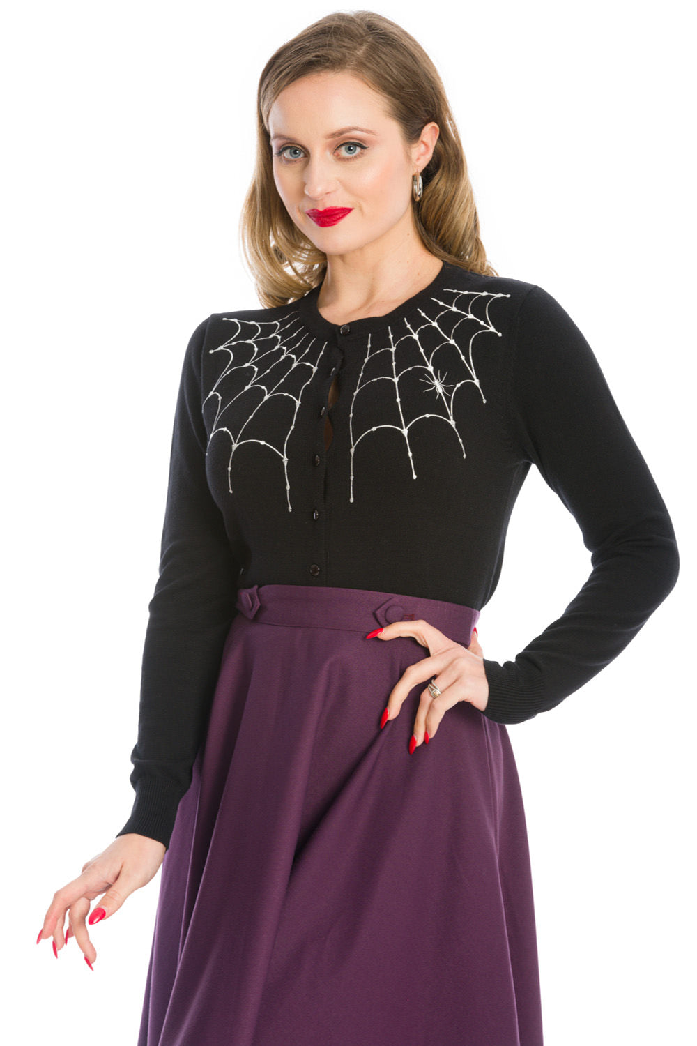 UNDER HER WEB SPELL CARDIGAN-Black/White