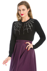 UNDER HER WEB SPELL CARDIGAN-Black/White