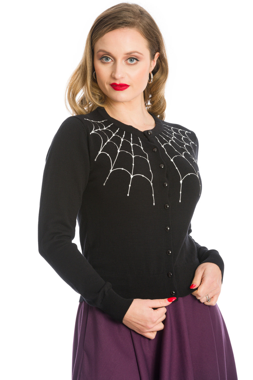 UNDER HER WEB SPELL CARDIGAN-Black/White