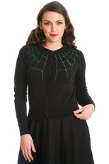 UNDER HER WEB SPELL CARDIGAN-Black/Green