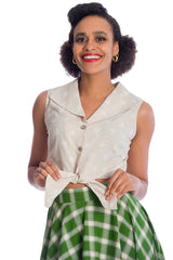 Banned Retro Hot Air Balloon Dreaming Crop Blouse Off White