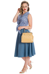 Banned Retro Hot Air Balloon Dreaming Crop Blouse Blue