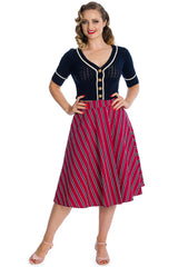 Banned Retro Nautical Boat Club Kitty Cardigan Navy