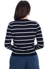 Banned Retro Let's Sail Striped Mara Cardigan Navy