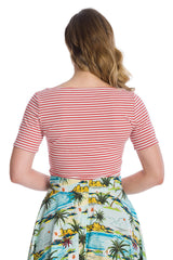 Banned Retro Szizzle Stripe Boat Neck Top Pink