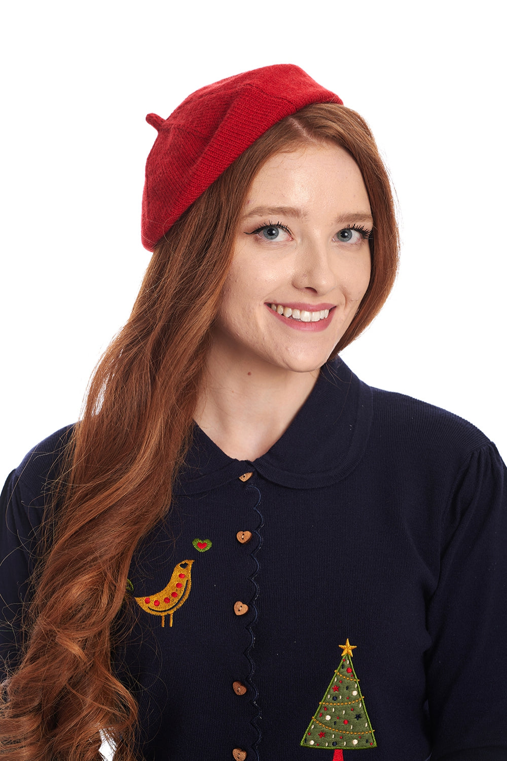 LORELEI KNITTED BERET-Red-One Size