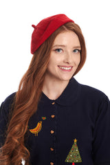 LORELEI KNITTED BERET-Red-One Size