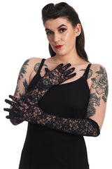 SYBIL LACE LONG GLOVES-Black-One Size