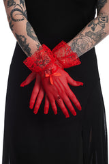 AMAL FISHNET GLOVES-Red-One Size