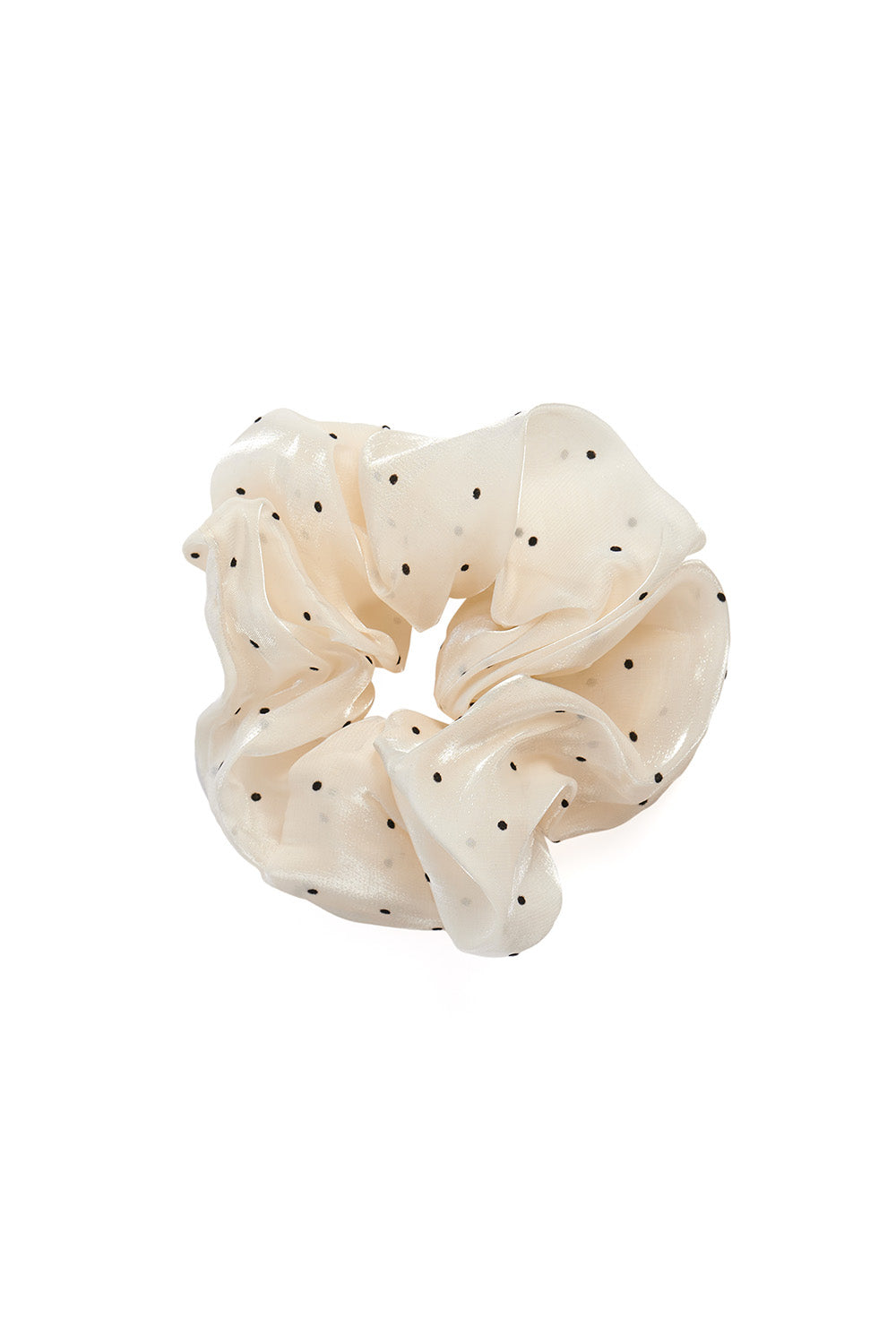 HANA POLKA DOT MESH SCRUNCHIE-Cream-One Size