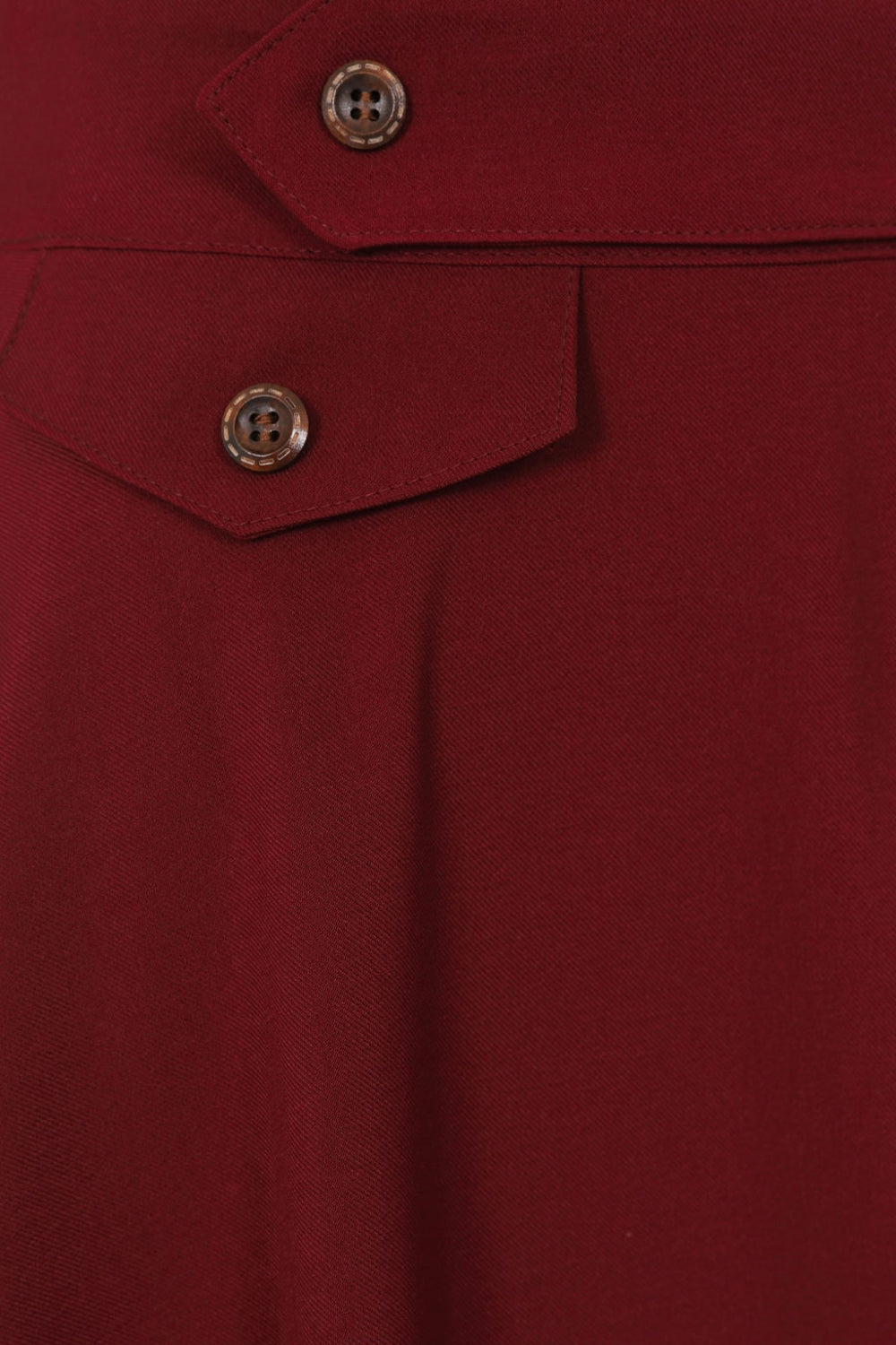 Banned Retro Book Club Swing Skirt with Button and faux flap pocket details-Burgundy