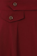Banned Retro Book Club Swing Skirt with Button and faux flap pocket details-Burgundy