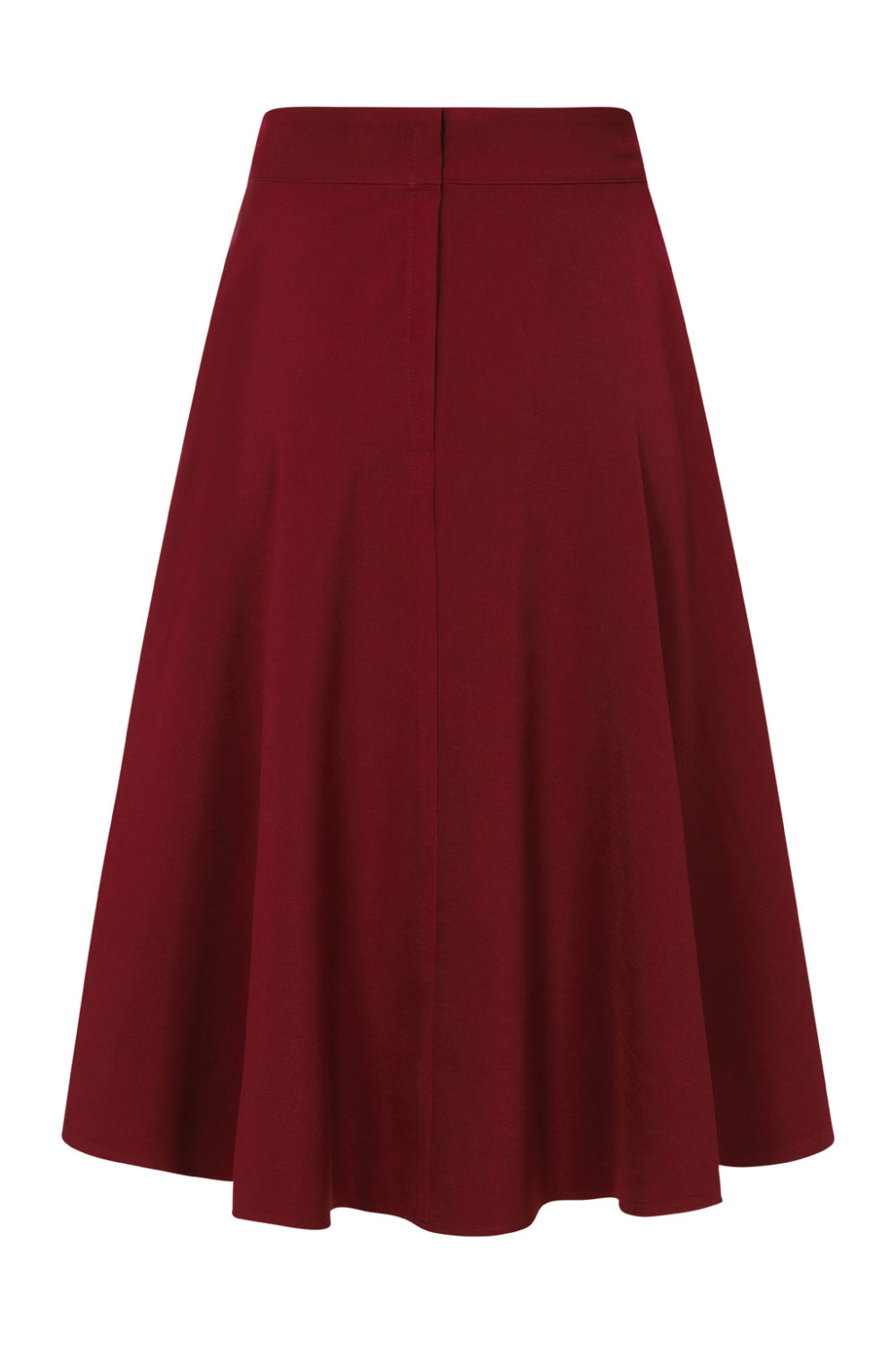 Banned Retro Book Club Swing Skirt with Button and faux flap pocket details-Burgundy