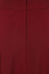 Banned Retro Book Club Swing Skirt with Button and faux flap pocket details-Burgundy