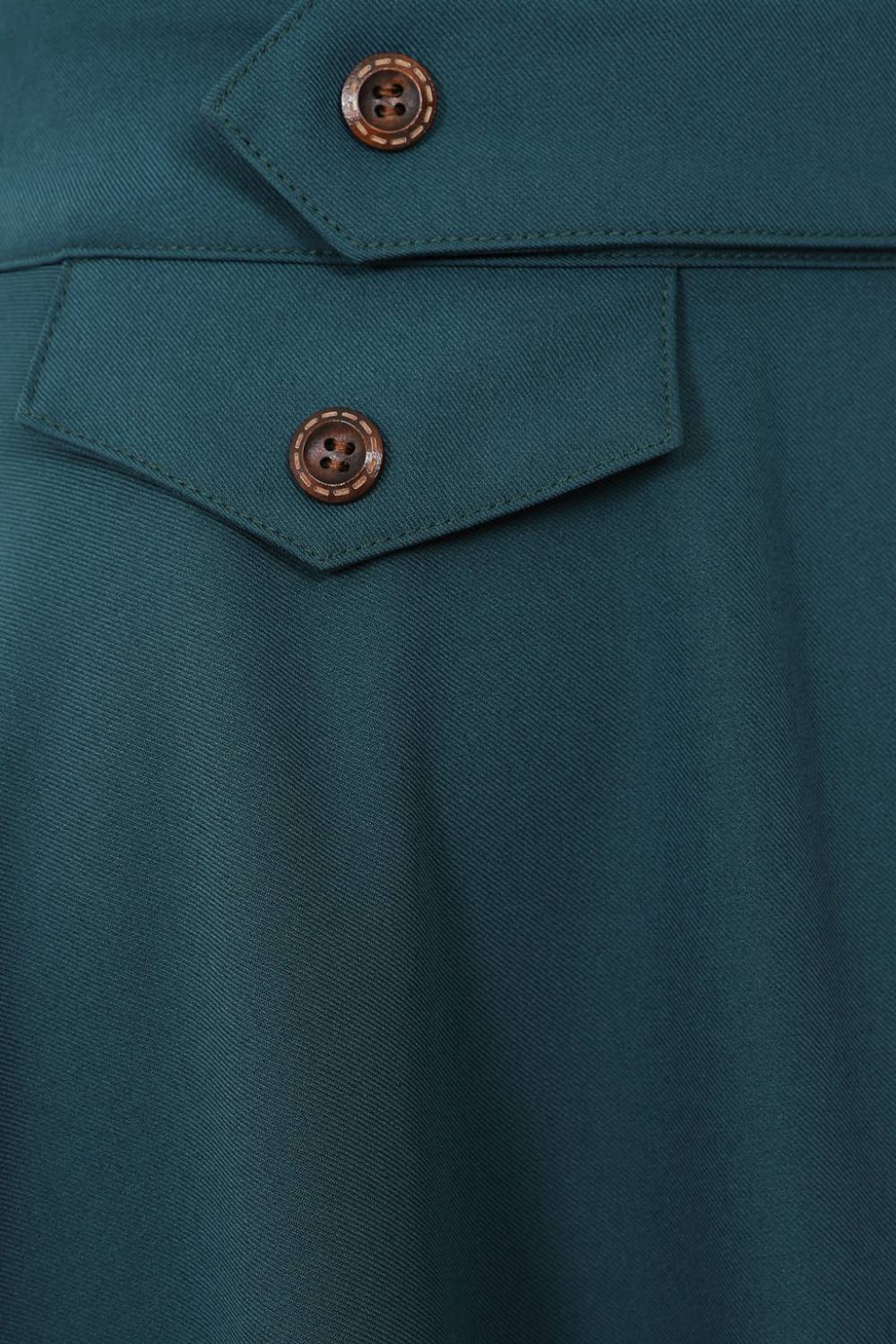 Banned Retro Book Club Swing Skirt with Button and faux flap pocket details-Teal