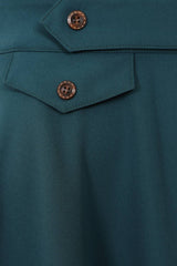 Banned Retro Book Club Swing Skirt with Button and faux flap pocket details-Teal