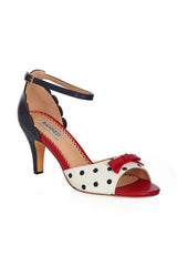POPPY POLKA OPEN TOE SANDALS White