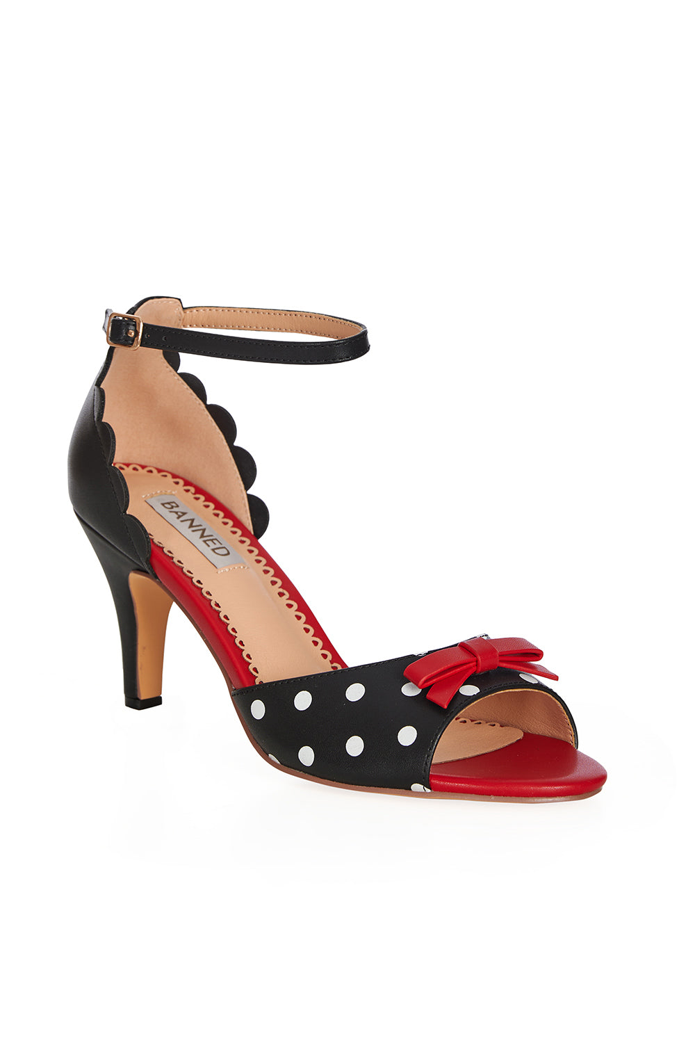 POPPY POLKA OPEN TOE SANDALS Black